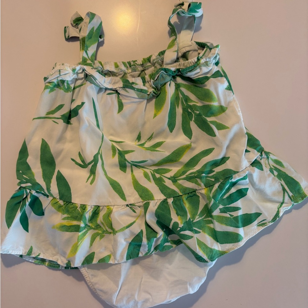 6-9 month tropical vacation palm tree dress with white diaper cover!